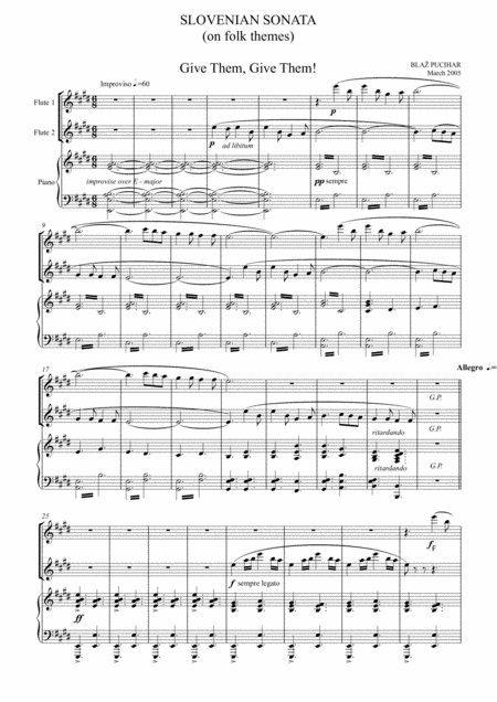 Free Sheet Music Slovenian Sonata For 2 Flutes And Piano