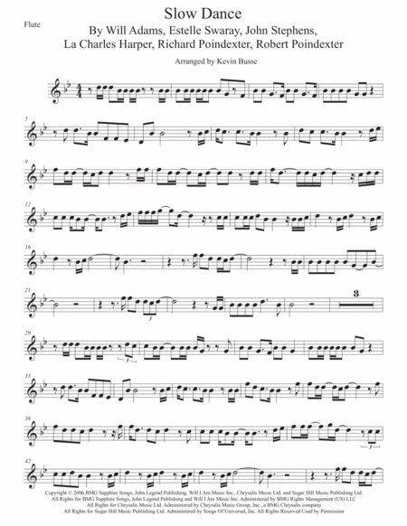 Slow Dance Flute Original Key Sheet Music