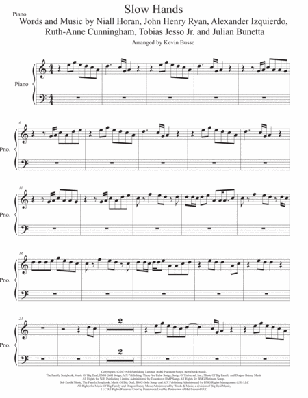 Slow Hands Easy Key Of C Piano Sheet Music