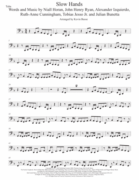 Free Sheet Music Slow Hands Tuba