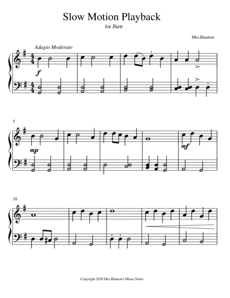 Slow Motion Playback Easy Piano Solo For The Sports Fan Sheet Music