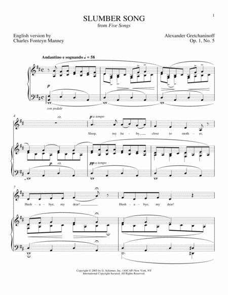 Slumber Song Berceuse Sheet Music