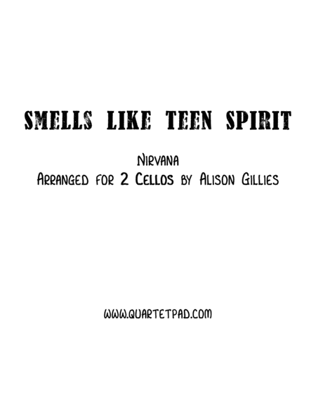 Smells Like Teen Spirit Cello Duet Sheet Music