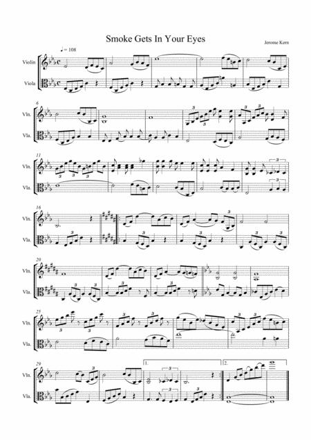 Smoke Gets In Your Eyes For String Duo Duet Violin And Viola Sheet Music