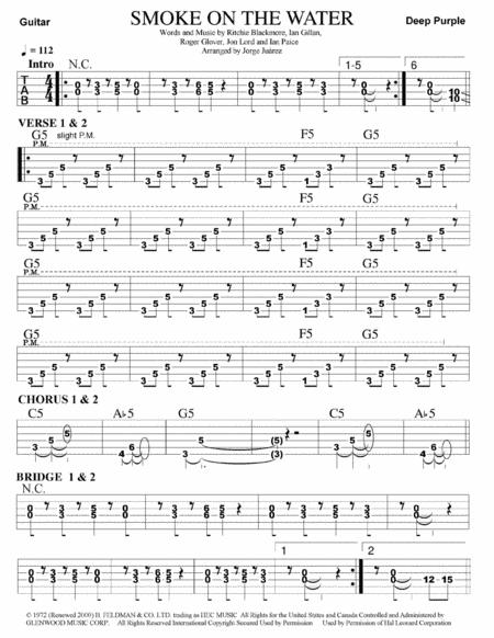 Free Sheet Music Smoke On The Water Guitar Tab