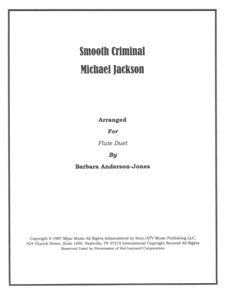 Smooth Criminal Flute Duet Sheet Music