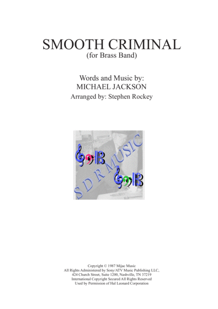 Smooth Criminal For Brass Band Sheet Music