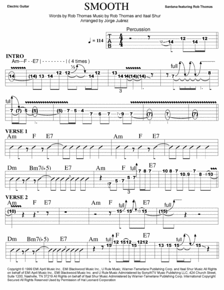 Smooth Guitar Tab Sheet Music