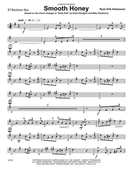 Smooth Honey Based On The Chord Changes To Satin Doll Eb Baritone Saxophone Sheet Music