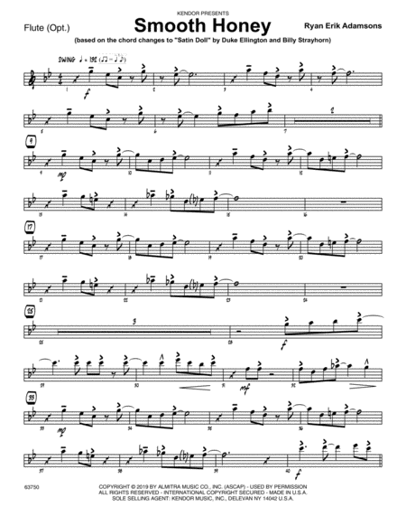 Free Sheet Music Smooth Honey Based On The Chord Changes To Satin Doll Flute