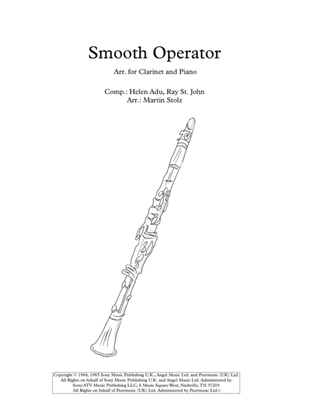 Smooth Operator For Clarinet And Piano Sheet Music