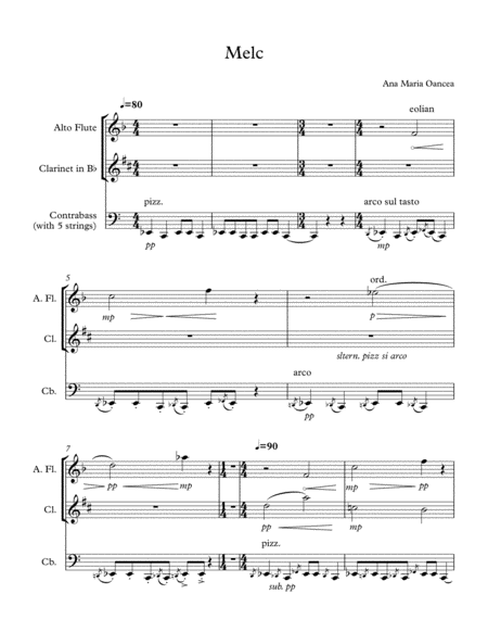 Free Sheet Music Snail Melc Trio For Alto Flute Clarinet In Bb And Five Stringed Contrabass