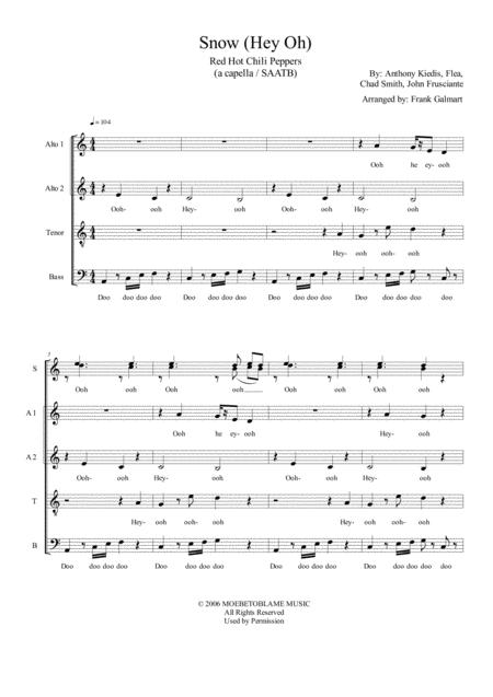 Snow Hey Oh A Capella Satb Sheet Music