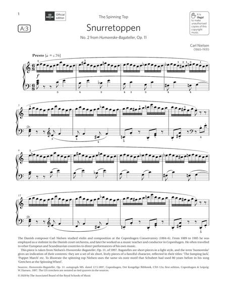 Free Sheet Music Snurretoppen Grade 6 List A3 From The Abrsm Piano Syllabus 2021 2022