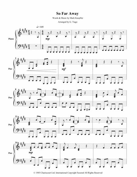 Free Sheet Music So Far Away Piano Solo