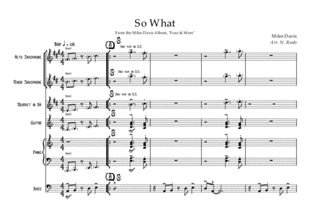 Free Sheet Music So What Miles Davis Arr N Roels From Four And More