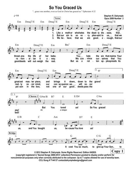 So You Graced Us Ephesians 4 32 Worship Team Edition Sheet Music