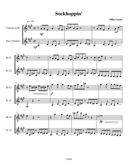 Sockhoppin For Clarinet And Bass Clarinet Sheet Music