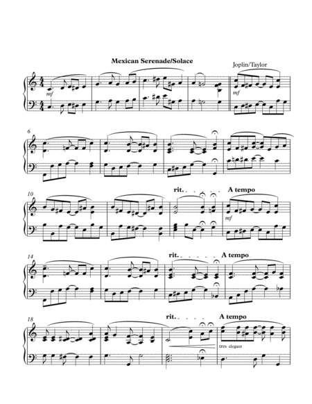 Free Sheet Music Solace Mexican Serenade