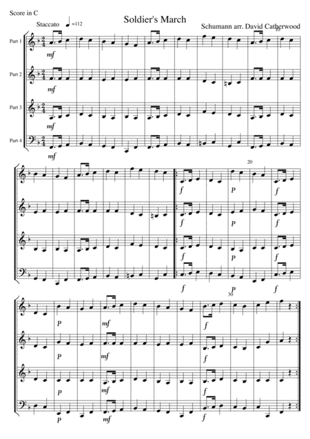 Soldiers March By Schumann Arranged By David Caherwood Sheet Music