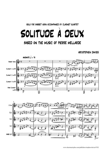 Solitude A Deux Based On The Music By Pierre Mellarde For Solo Basset Horn Clarinet Quartet Sheet Music