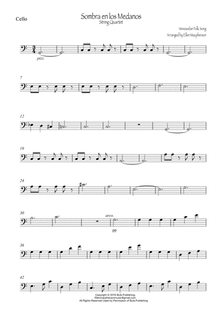 Free Sheet Music Sombra En Los Medanos Cello