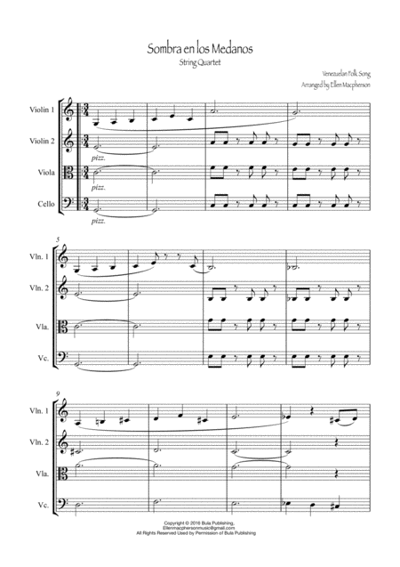 Sombra En Los Medanos String Quartet Sheet Music