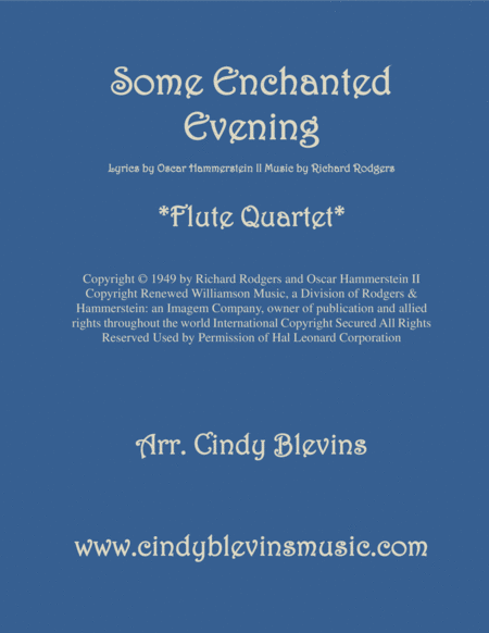 Free Sheet Music Some Enchanted Evening Arranged For Flute Quartet