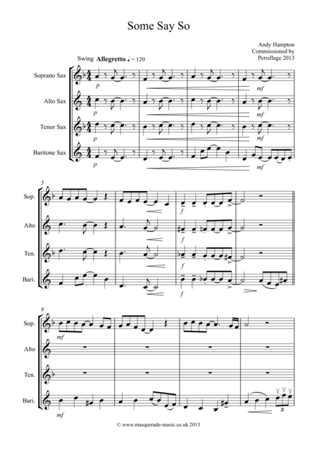 Some Say So Satb Saxophone Quartet Sheet Music