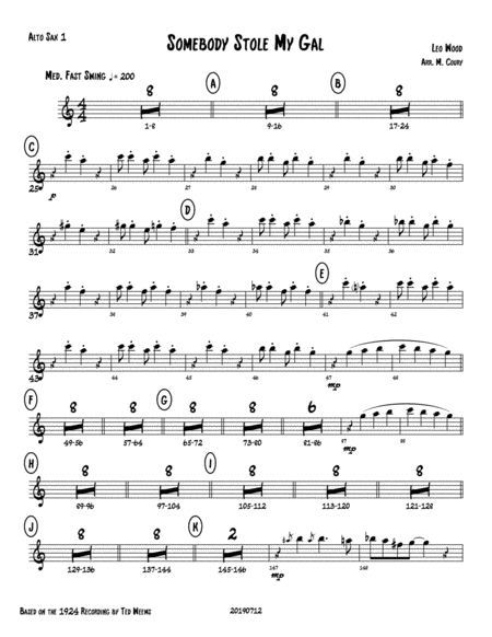 Free Sheet Music Somebody Stole My Gal All Parts