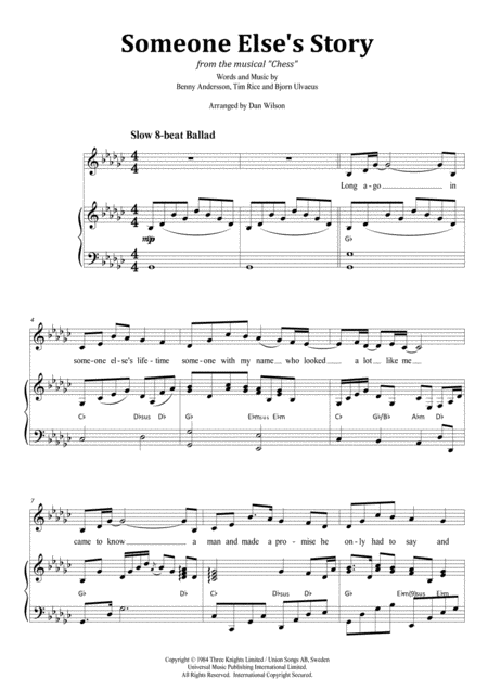 Free Sheet Music Someone Elses Story