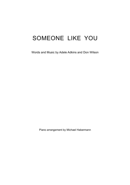 Someone Like You Arr Habermann Sheet Music