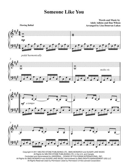 Someone Like You For Solo Piano Sheet Music