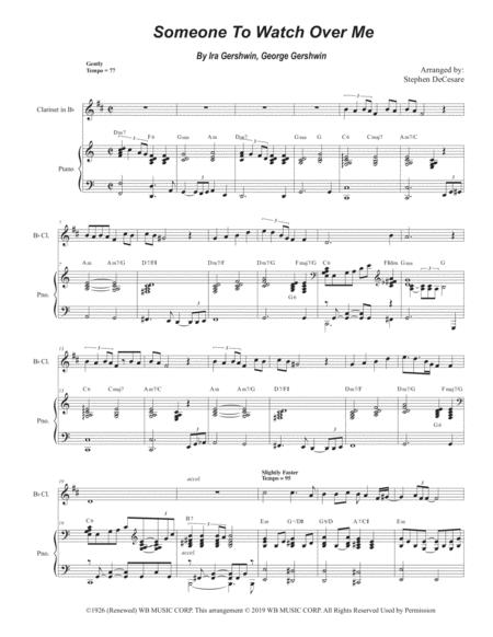 Someone To Watch Over Me Bb Clarinet Solo And Piano Sheet Music