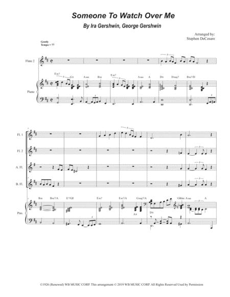 Someone To Watch Over Me Flute Choir And Piano Sheet Music