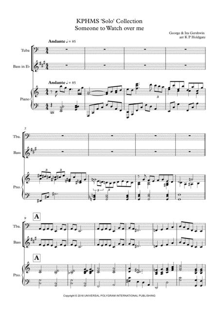 Someone To Watch Over Me Solo For Eb Bass Or Tuba In C Major Sheet Music