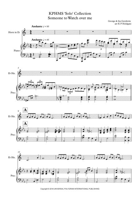 Free Sheet Music Someone To Watch Over Me Solo For Eb Horn Piano In Eb Major