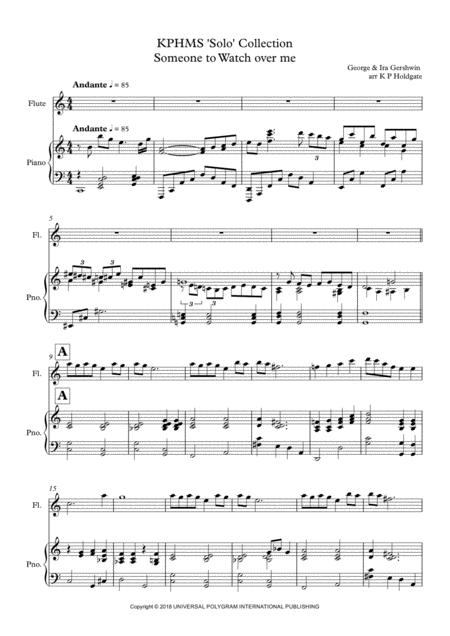 Free Sheet Music Someone To Watch Over Me Solo For Flute Piano In C Major