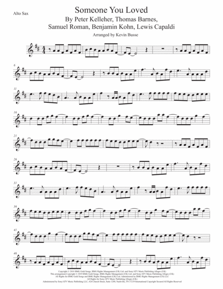 Someone You Loved Alto Sax Sheet Music