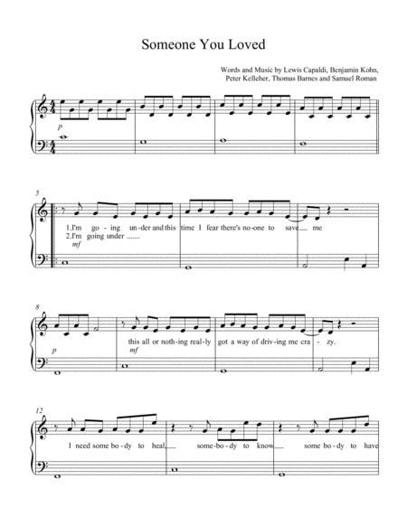 Free Sheet Music Someone You Loved Easy Piano Arrangement With Lyrics