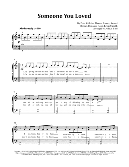 Someone You Loved Simplified Sheet Music