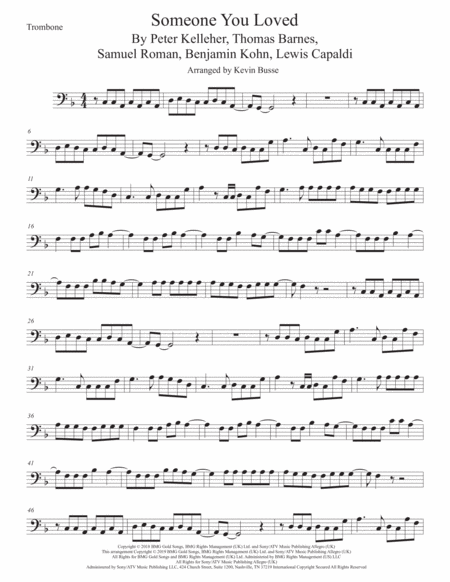 Someone You Loved Trombone Sheet Music