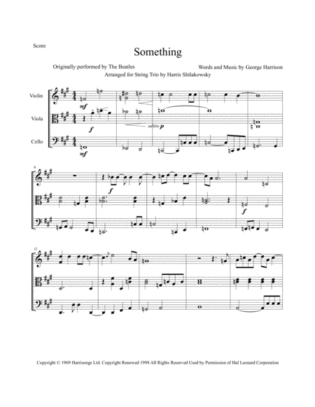 Free Sheet Music Something By The Beatles An Arrangement For String Trio