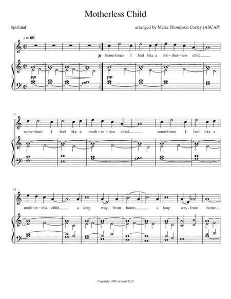 Free Sheet Music Sometimes I Feel Like A Motherless Child With Swing Low Sweet Chariot High Key