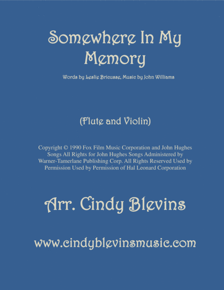 Somewhere In My Memory Arranged For Flute And Violin Sheet Music