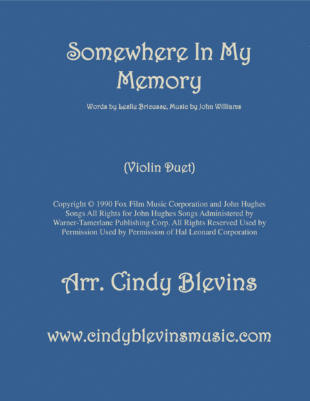 Somewhere In My Memory Arranged For Violin Duet Sheet Music