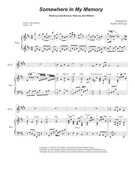 Somewhere In My Memory For Bb Clarinet Solo And Piano Sheet Music