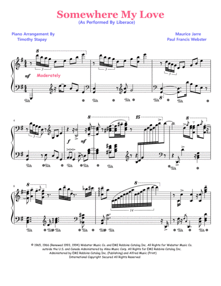 Somewhere My Love Sheet Music