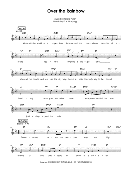 Somewhere Over The Rainbow Eb Sheet Music