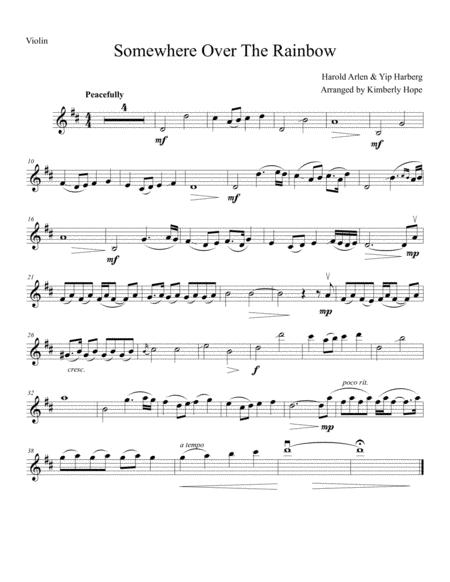 Free Sheet Music Somewhere Over The Rainbow From The Wizard Of Oz Violin Solo